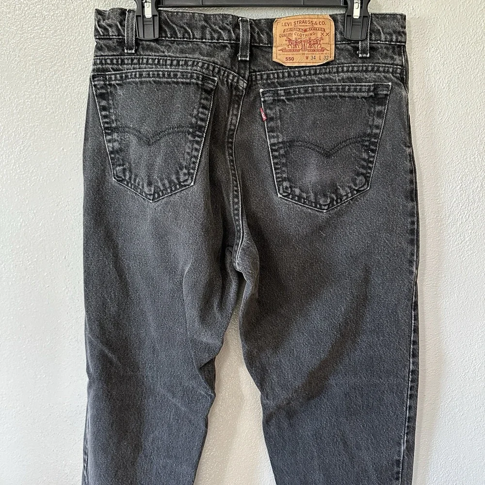 Vintage Levi's 550 Jeans‎ Men's Size 34x32 Black Wash Grunge Tapered Made In USA